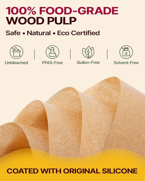 Katbite Parchment Paper - 200 Pcs Unbleached Non-Stick Baking Sheets | 8 x 8 Inch, Oil Resistant & Easy Clean
