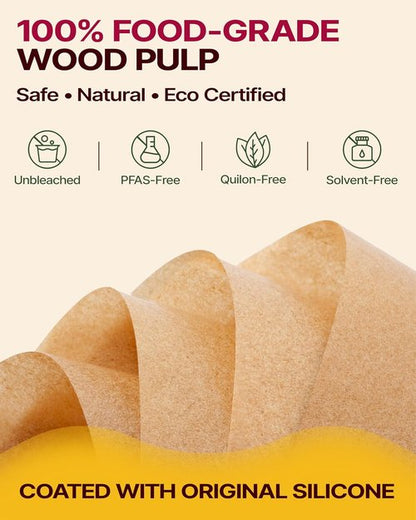 Katbite Parchment Paper - 200 Pcs Unbleached Non-Stick Baking Sheets | 8 x 8 Inch, Oil Resistant & Easy Clean