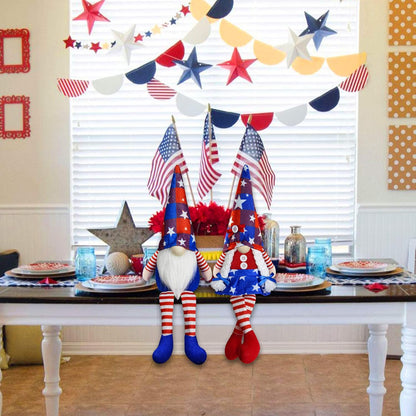 Skiennix 4th of July Gnomes | Handmade Plush Mr & Mrs Swedish Tomte Decorations for Patriotic Celebrations