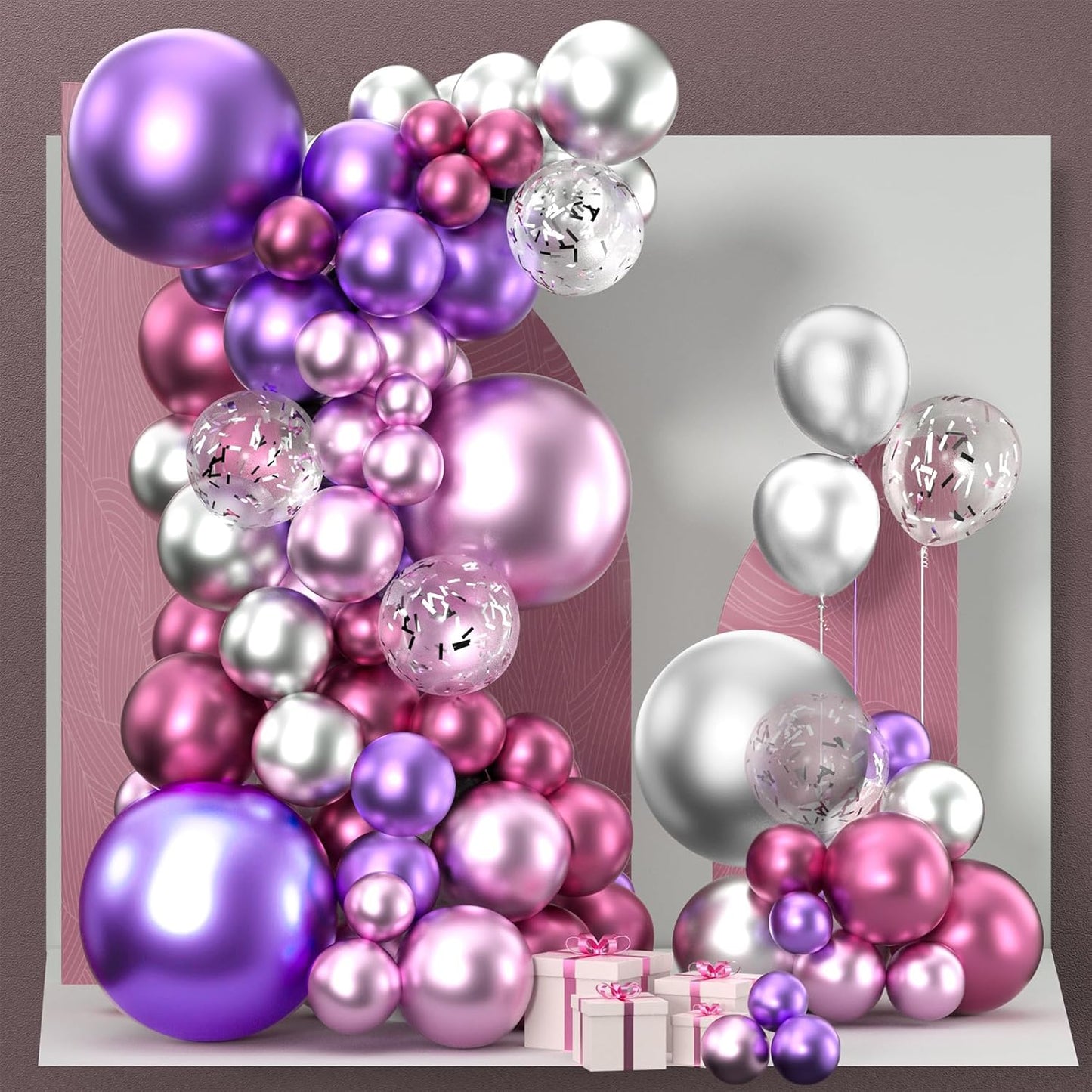 PartyWoo Purple Balloon Garland Kit - 140 Pcs in Various Sizes for Stunning Birthday & Party Decor