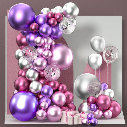 PartyWoo Purple Balloon Garland Kit - 140 Pcs in Various Sizes for Stunning Birthday & Party Decor