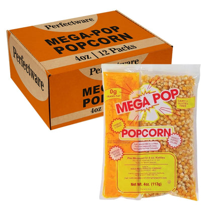 Perfectware Popcorn Portion Packets - Kernels, Salt & Coconut Oil for Popping Machine | 4 oz, 12 Count