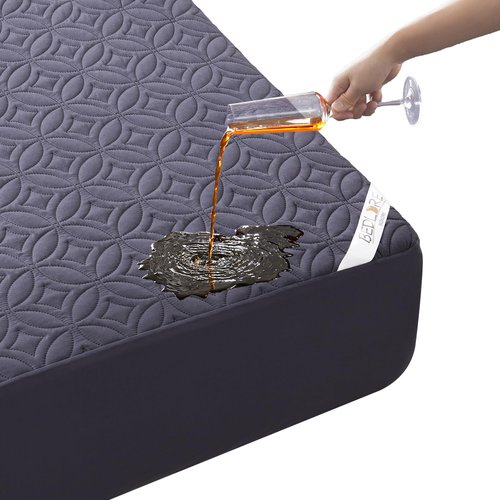 BEDLORE Waterproof Mattress Protector, RV Queen Size Mattress Pad Noiseless with Deep Pocket 6"-18" Depth, Soft Breathable Dirt-Proof Bed Mattress Cover Washable (Navy Blue)