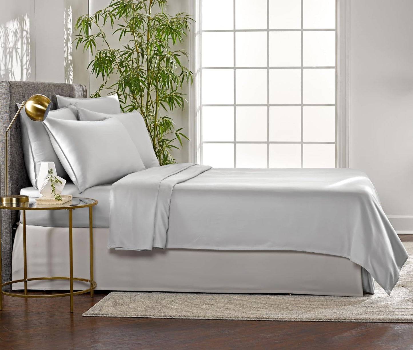 Pure Bamboo King Sheets - Luxuriously Soft 100% Organic Viscose Bed Sheet Set | Cooling & Durable (King, Silver Pearl)