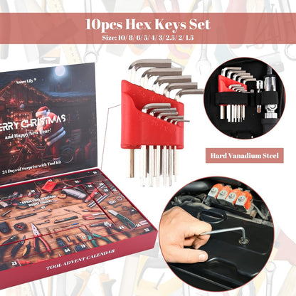 Tool Advent Calendar - 24-Day Mechanics Tools Set for Men | Perfect Christmas Gift for Automotive Enthusiasts