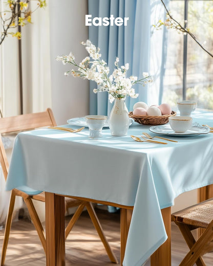 Pureegg Disposable Plastic Tablecloths - 8 Pack, 54 x 108 Inch, Leakproof & Sturdy, Baby Blue for Parties & Events