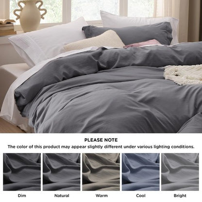 Bedsure Dark Grey Duvet Cover Twin/Twin XL Size - 2 Pieces Prewashed Cotton-Like Extra Soft Bedding Set, Includes 1 Twin Duvet Cover 68x90 Inches with Zipper Closure & 1 Pillow Sham, No Comforter