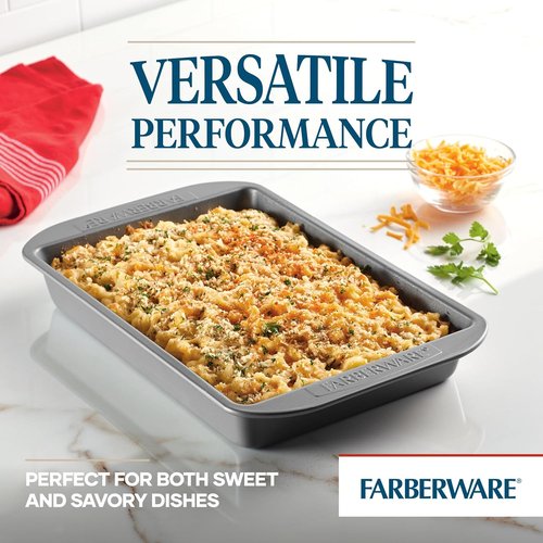 Farberware Nonstick Bakeware - Rectangle Cake Pan, 9 Inch x 13 Inch, Gray Finish for Easy Release