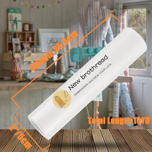 Brothread Water Soluble Embroidery Topping Film - Lightweight Clear Wash Away - 10"x10 Yd Roll for Easy Cutting