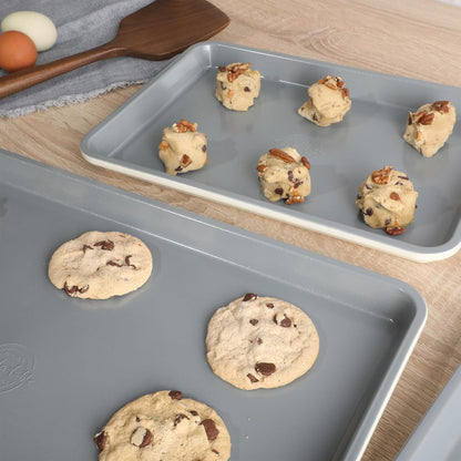 Sur La Table Cookie Sheet Set - Nonstick Carbon Steel Baking Pans (13, 15, 18 Inch) - Grey Easy-Clean Trays for Cookies & Roasting