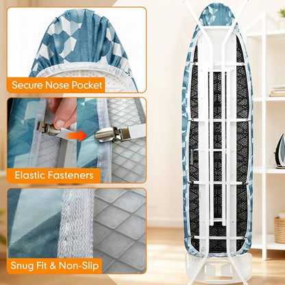 Ironing Board Cover and Pad, 15x54 Standard Size Thick Iron Padding, Scorch & Stain Resistant Ironing board cover, Heavy Duty Iron Board Padded with Adjustable Fasteners Elastic Edge, Berry Blue