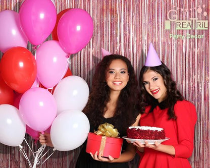 GREATRIL Rose Gold Tinsel Party Backdrop - Foil Fringe Curtain for Birthday Photo Booth - 1m x 2.5m | Pack of 2