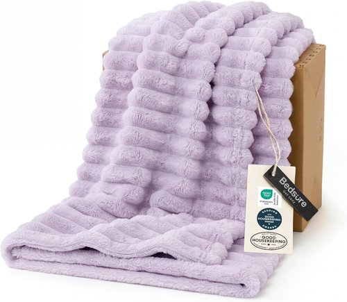 Bedsure GentleSoft Fleece Blanket - Cozy Lavender Fog Throw for Couch, 60x80 Inches