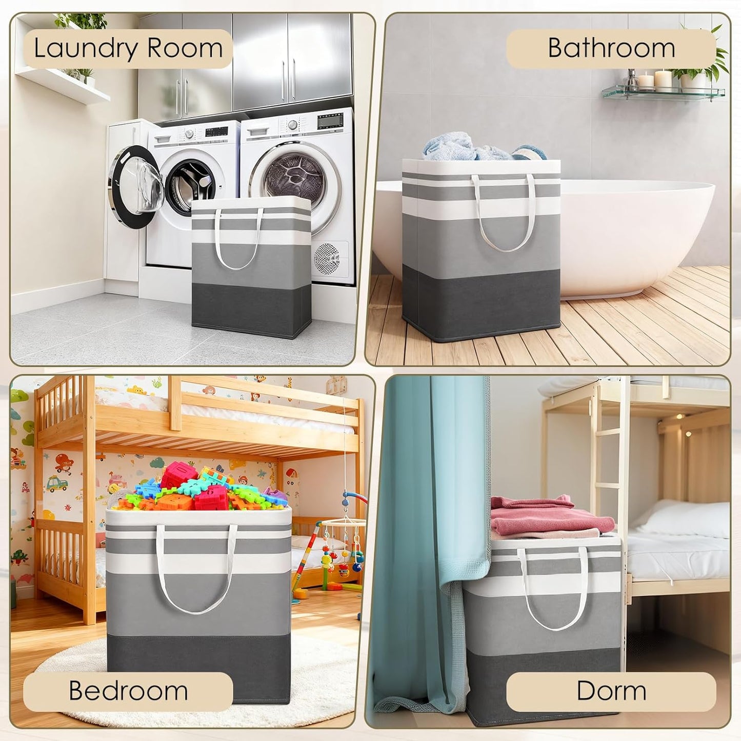 Skiennix Large Laundry Baskets - 75L Collapsible Hamper with Easy Carry Handles | Waterproof & Freestanding for Home or College