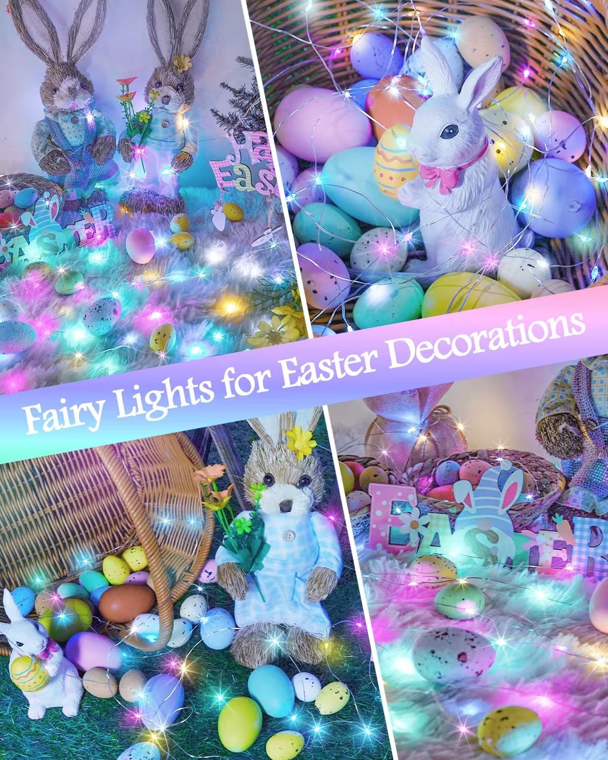 Skiennix 60LED Easter Fairy Lights - 20FT Waterproof Twinkle String Lights | Battery Operated with Timer for Indoor/Outdoor Spring Decor
