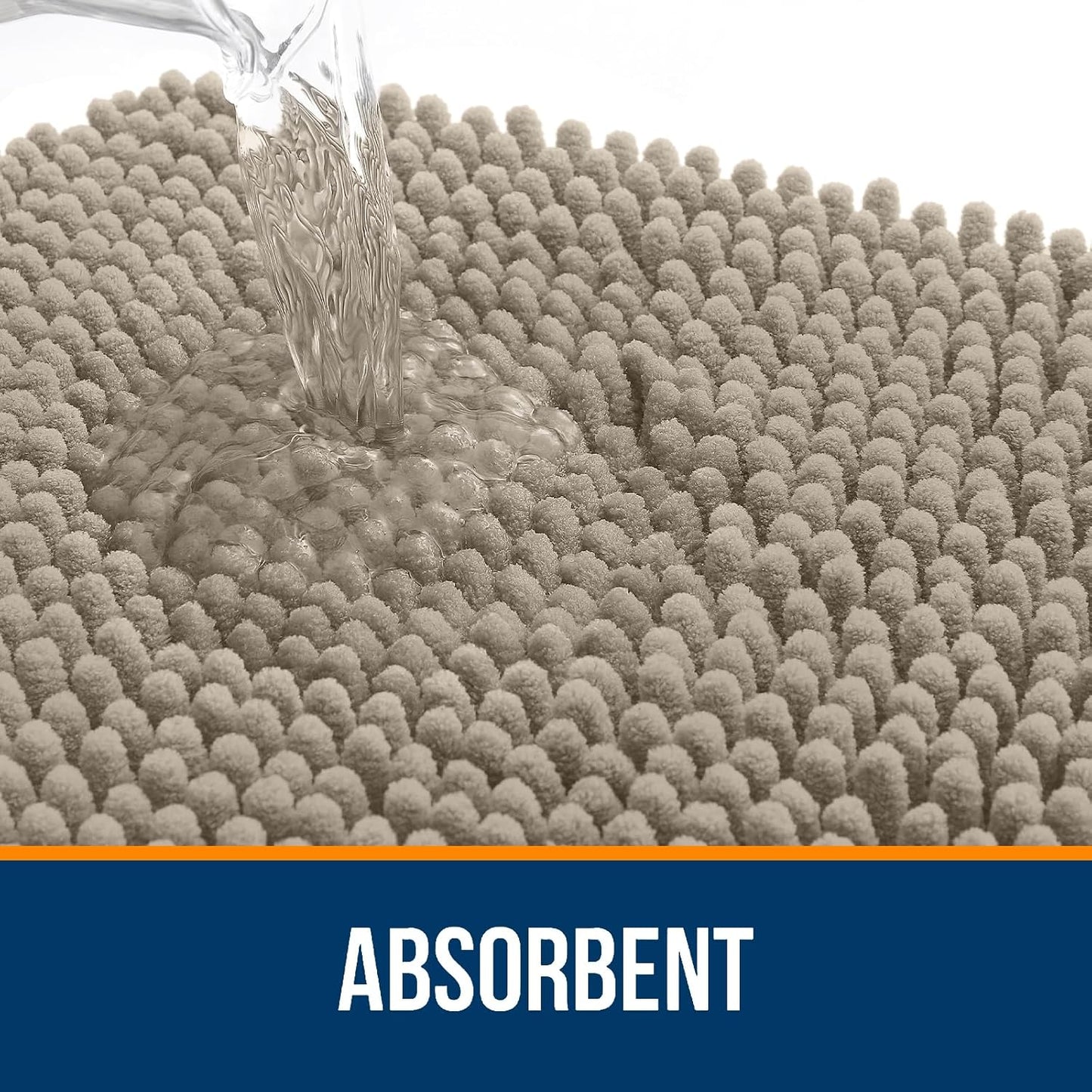 OLANLY Bathroom Runner Rugs - Soft Absorbent Chenille Bath Mats | Quick Dry, Machine Washable, 47x17" in Warm Taupe