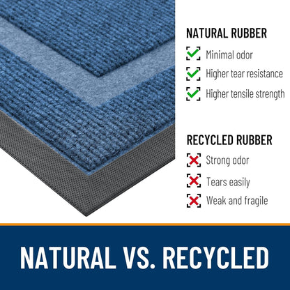 OLANLY Indoor Outdoor Front Door Mat - Waterproof, All-Weather, Easy Clean | 29.5x17, Light Blue