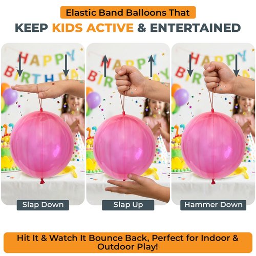 Giraffe 30 Pack Punch Balloons Easters Basket Stuffers for Kids - Easter Eggs Fillers for Goody Bag Party Favors - 18'' Large Thick Latex Neon Rubber Heavy Duty Balloons - Easter Eggs Stuffers