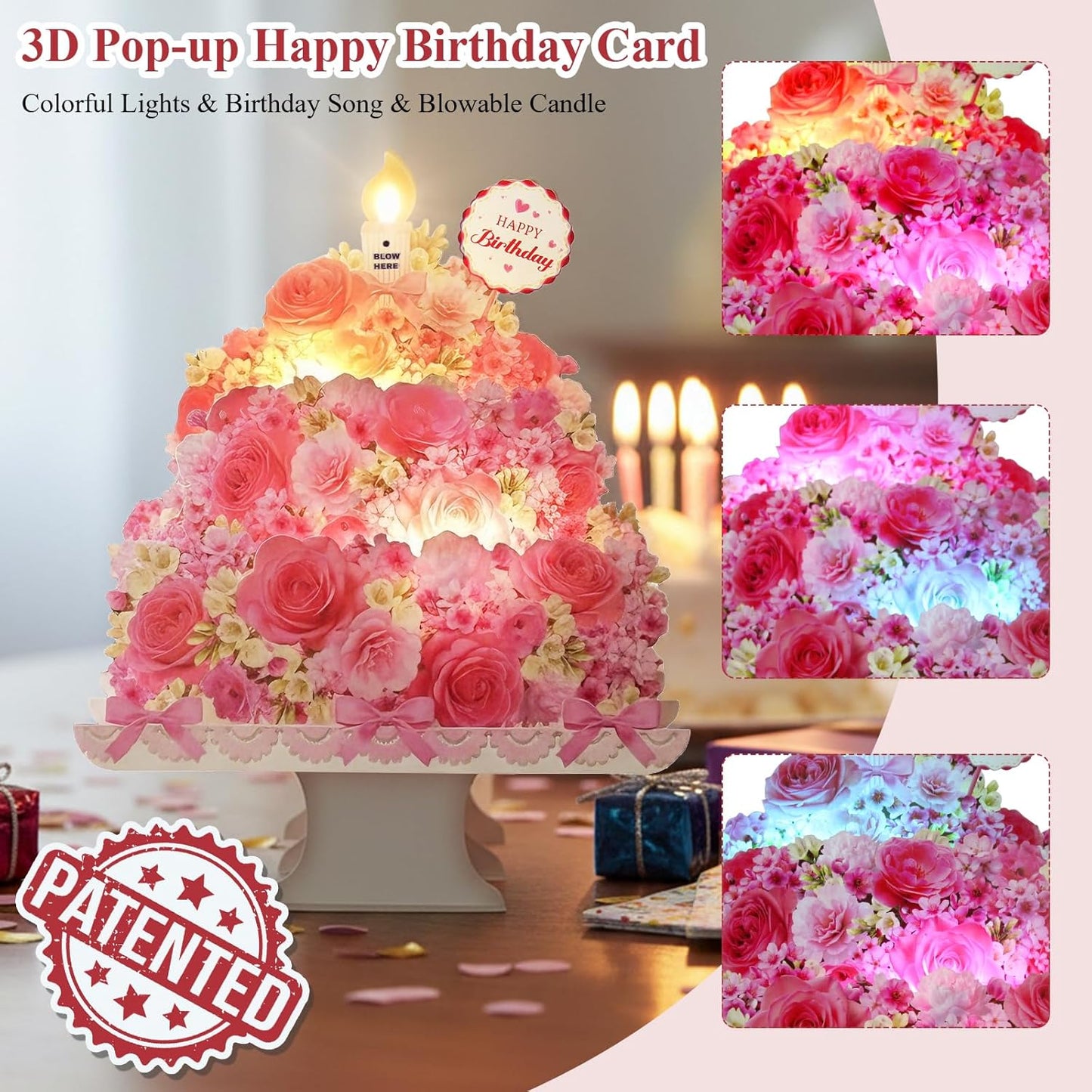 Tcamp Pop-Up Birthday Card - Musical 3D Floral Design | Perfect Gift for Women, Kids & Friends
