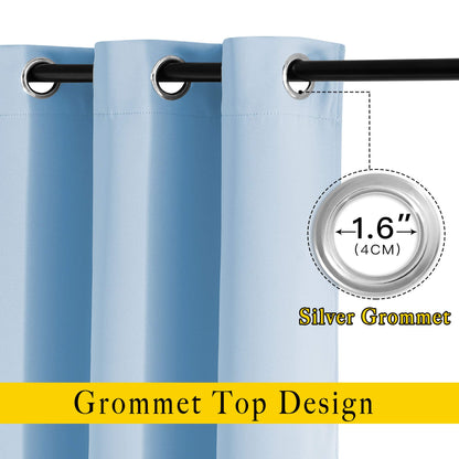 NICETOWN Room Darkening Blue Curtains for Living Room - Solid Thermal Insulated Sound Reducing Grommet Room Darkening Curtains Drapes for Bedroom/Patio (2 Panels, W66 x L84)