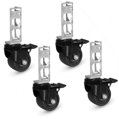 Iron Forge Tools Rolling Storage Rack Caster Wheels Heavy Duty - Set of 4 Locking Caster 3 Inch 1360 lb. Capacity for Boltless Self Locking Shelving Racks, Nylon and Steel Ball Bearing Wheels