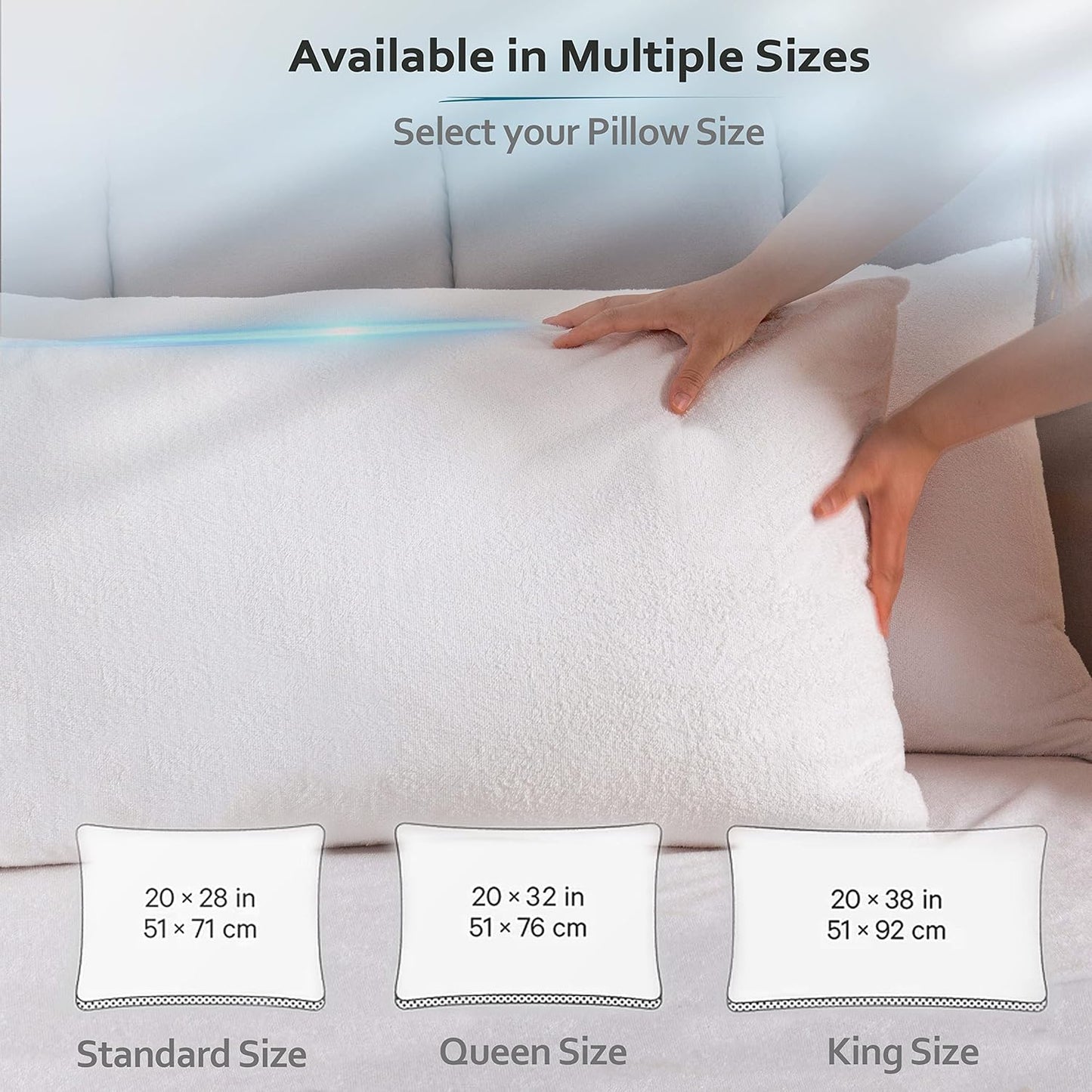 Premium Waterproof Pillow Protectors - Hypoallergenic Soft Terry Cotton - Standard Size 20''x28'' | Set of 2