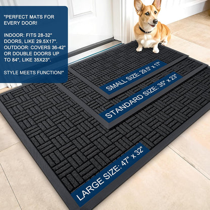 OLANLY Heavy-Duty Front Door Mat - Absorbent, Non-Slip Rubber Doormat | 29.5x17 Inches, Black