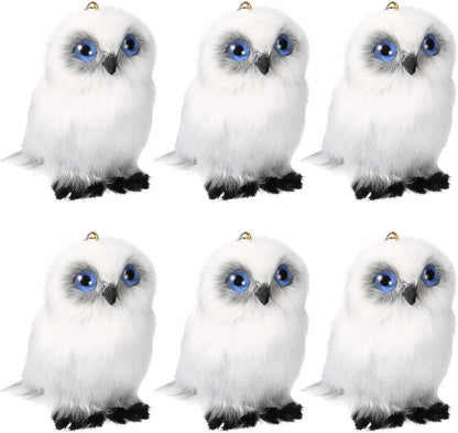 Skylety Mini Stuffed Owl Plush Toy - 3.2 Inch Soft White Hanging Ornament | Perfect for DIY Keychains & Gifts