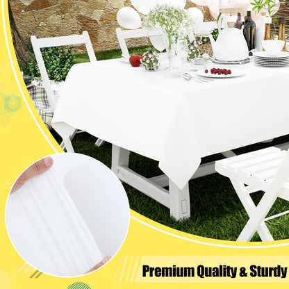 smiry Disposable Table Cloth 24 Pack, 54 x 108 Inch Table Cloths for Parties, Decorative Tablecloths for Rectangle Tables, Waterproof Plastic Table Cover, Leakproof & Sturdy, White