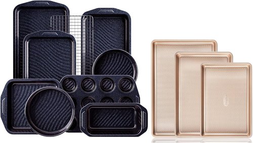 HONGBAKE Baking Sheets & Pans Set - 3 Baking Sheets & 9 Baking Pans for Versatile Cooking
