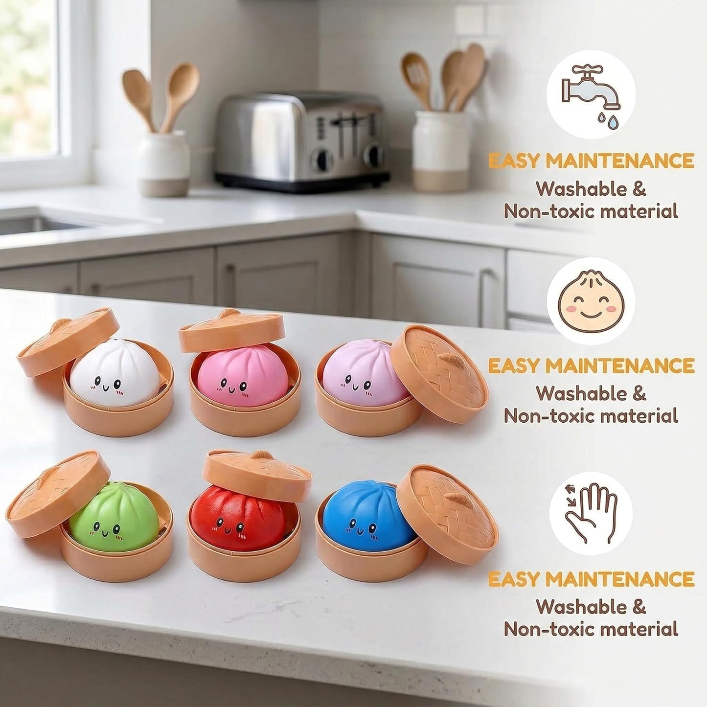 Skiennix Glitter Dumpling Squishy Set - Colorful Sensory Stress Relief | Random Gift Box (2-Pack)