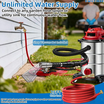 Happy Tree Shop Vac Hose Kit - Universal Fit Adapter for Wet-Dry Extraction | 25 Feet Water Hose for Upholstery & Auto Detailing