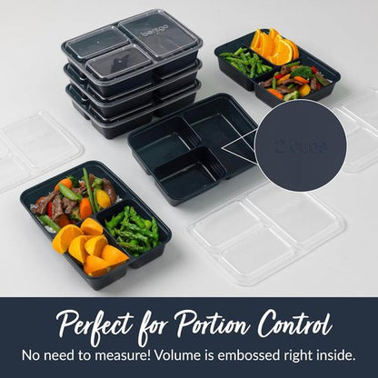 Bentgo Prep - 20-Piece Reusable Meal Prep Containers | Durable, BPA-Free, Microwave & Dishwasher Safe (Navy Blue)