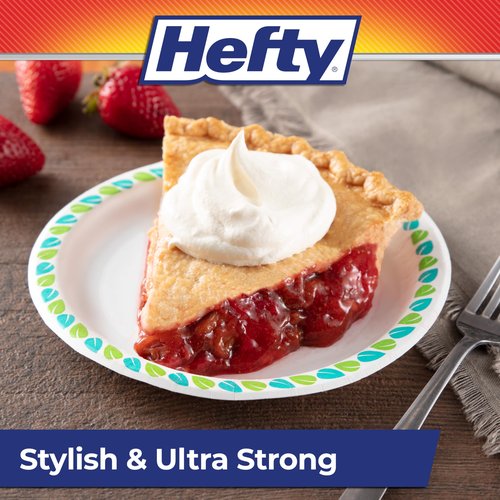 Hefty Compostable Small Paper Plates, 6 Inches, 40 Count, Patterned Disposable Plates for Desserts, Appetizers, and Small Bites, Soak-Resistant, Made with Plant-Based Materials, Microwave Safe