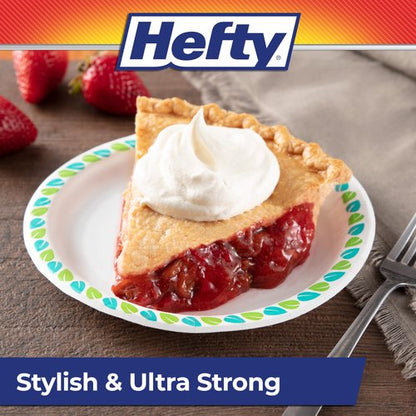 Hefty Compostable Small Paper Plates, 6 Inches, 40 Count, Patterned Disposable Plates for Desserts, Appetizers, and Small Bites, Soak-Resistant, Made with Plant-Based Materials, Microwave Safe
