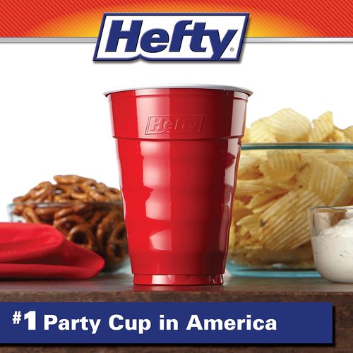 Hefty Party On Disposable Plastic Cups - 18 Oz Red | 30 Count for Easy Gripping & Durable Use