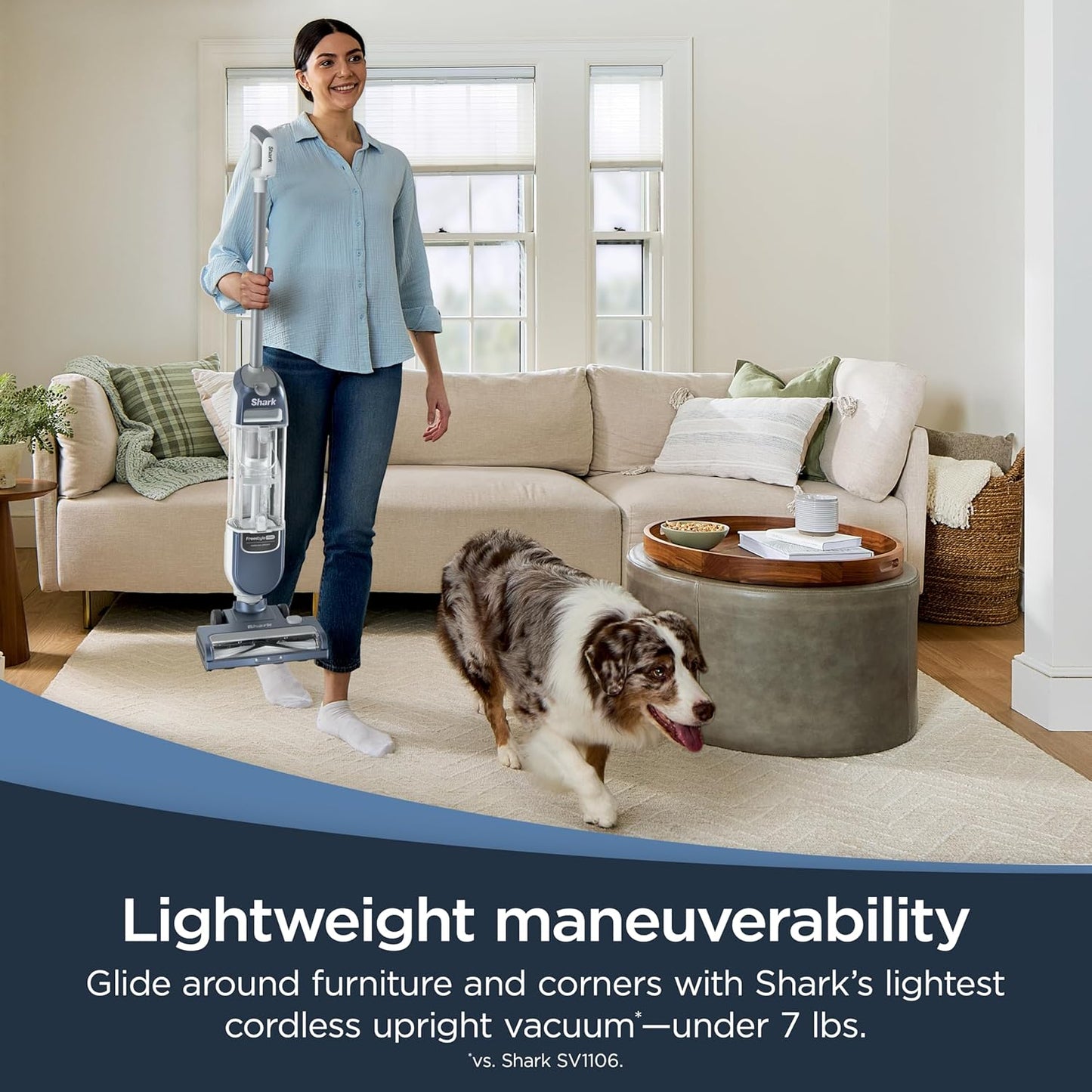 Shark Freestyle Max Cordless Upright Vacuum - Lightweight Multi-Surface Cleaner with Large Dust Cup & LED Headlights | Nordic Blue, SV2002