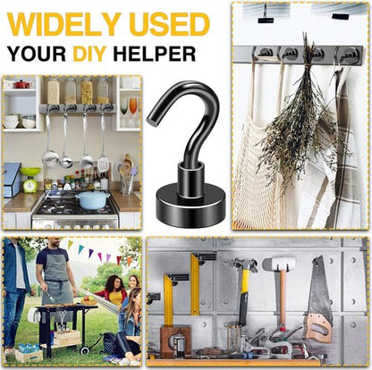 DIYMAG Magnetic Hooks - Heavy Duty 30lbs N52 Magnets for Hanging | 10 Pack Black for Home & Kitchen