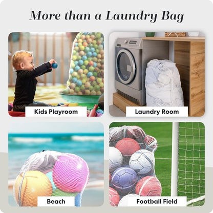 Handy Laundry Mesh Laundry Bag, Extra Large 24" x 36" – Heavy Duty, Machine Washable, Secure Drawstring Closure, Durable Mesh for Delicates, Travel, College Dorm, Storage, White