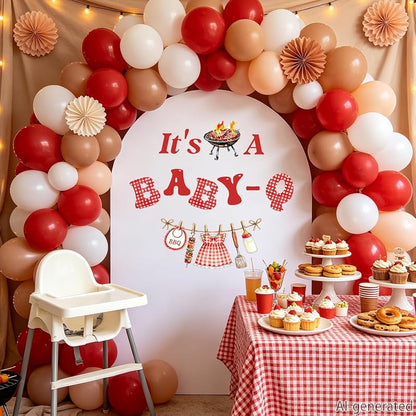 Its a Baby-Q Wall Decal | BBQ Baby Shower Decorations in Red