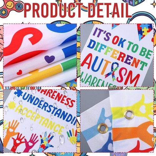 DoubleFill Autism Awareness Banners - 2 Pcs Puzzle Piece Door Decorations | Indoor/Outdoor Support Sign