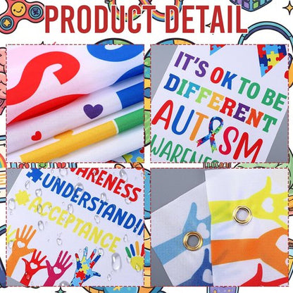 DoubleFill Autism Awareness Banners - 2 Pcs Puzzle Piece Door Decorations | Indoor/Outdoor Support Sign