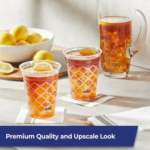 Hefty 18 Ounce Party Perfect Printed Clear Plastic Cups - 20 Count for Effortless Entertaining