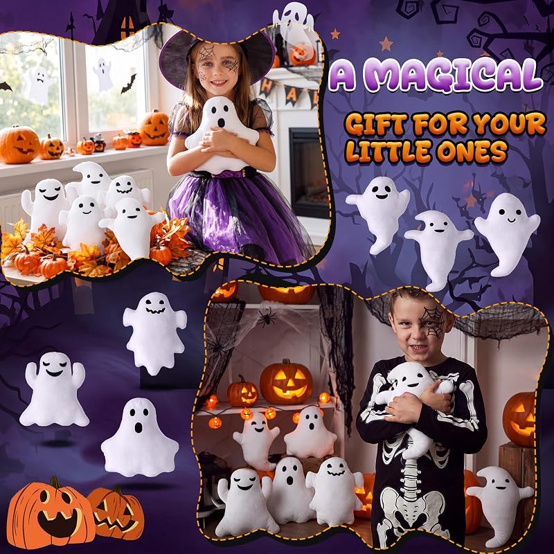 9-Inch Ghost Plush Toy Set - 6 Pack Halloween Decorative Stuffed Animals