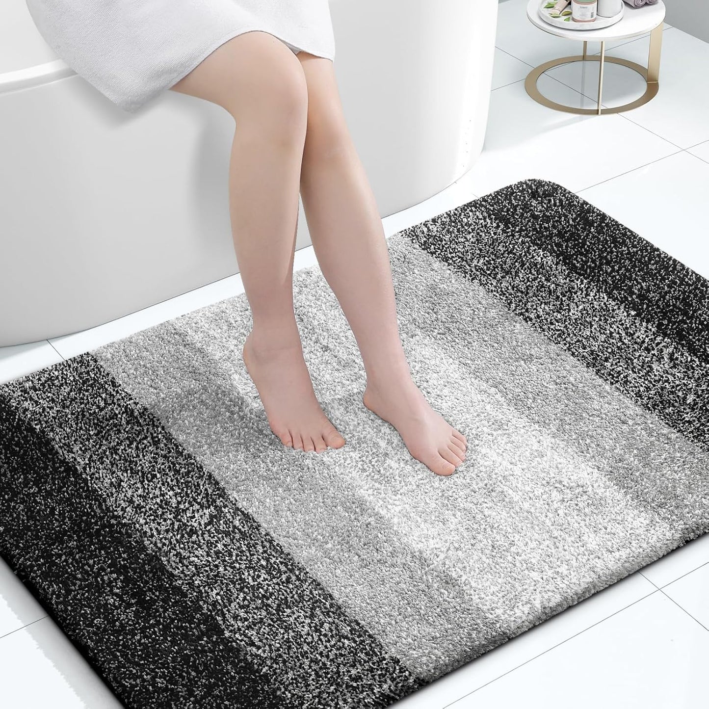 OLANLY Large Bathroom Rugs - Extra Soft Microfiber Mat 47x32 | Quick Dry, Rubber Backing, Machine Washable - Black