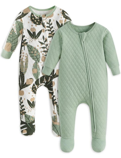 Yoofoss Baby Pajamas Organic Cotton Baby Winter Clothes Warm Newborn Sleepers for 0-3 Months Soft Quilted Footed Pjs