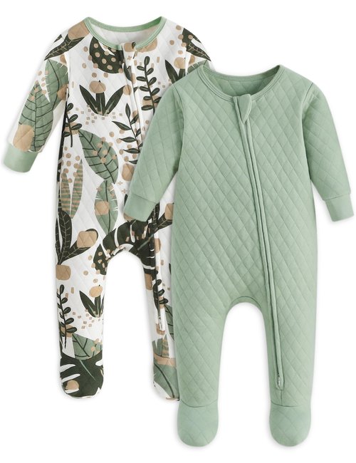 Yoofoss Baby Pajamas Organic Cotton Baby Winter Clothes Warm Newborn Sleepers for 0-3 Months Soft Quilted Footed Pjs