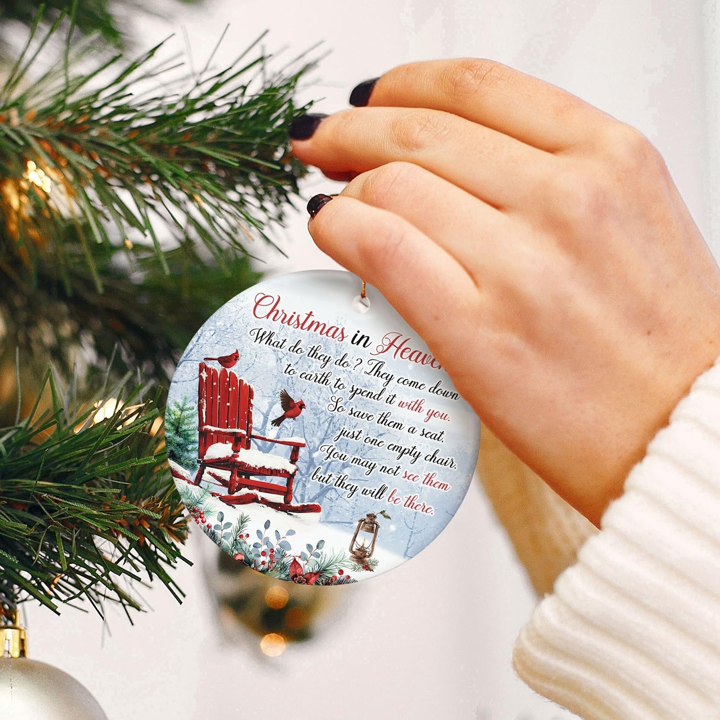 ZAGKOO Christmas In Heaven Cardinal Ornament - Memorial Gift for Loved Ones - Red Sympathy Decoration