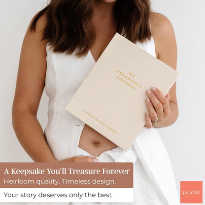 Peachly Pregnancy Journal - Linen Keepsake Book to Capture Milestones | Perfect for New & Experienced Moms