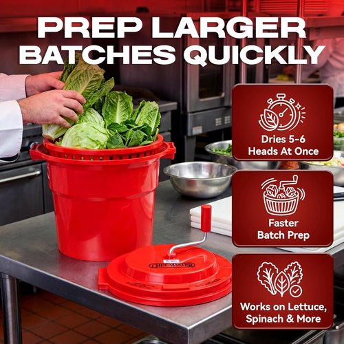 Chef Master 5 Gallon Salad Spinner - Manual Lettuce Dryer & Fruit Washer with Built-In Brake System | Durable Design